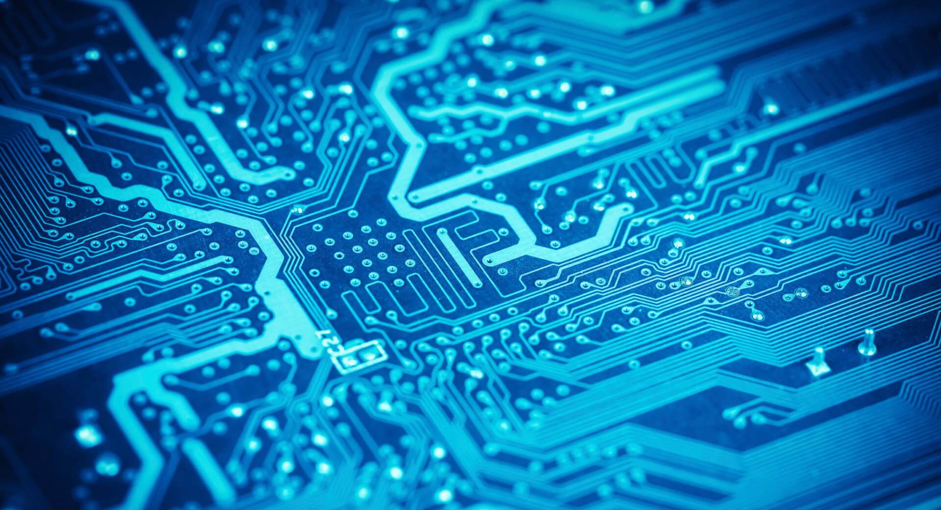 Bright blue circuit board